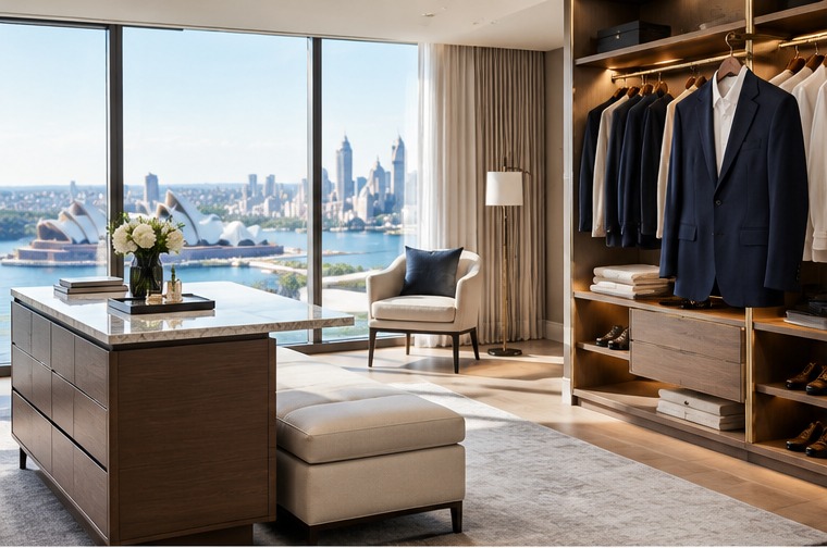Work shirts and trousers neatly prepared for wardrobe storage